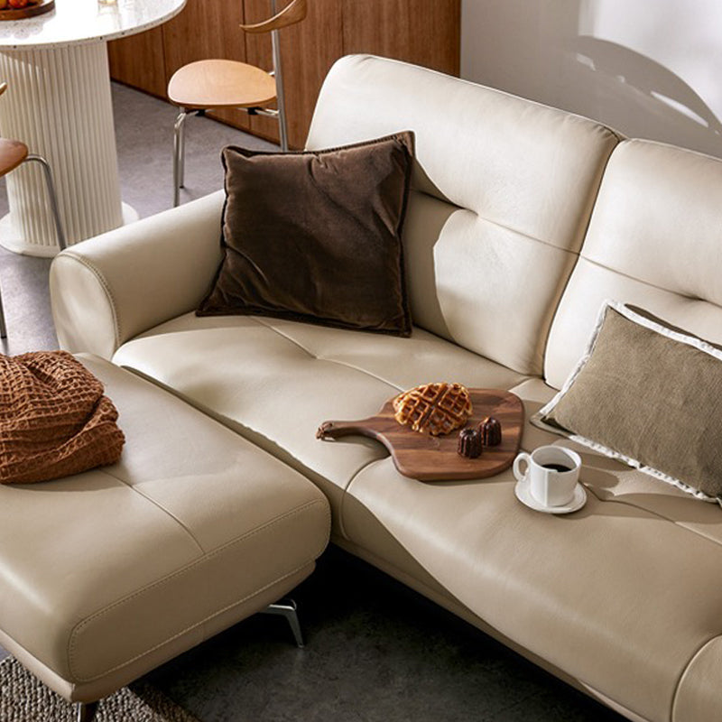 Italian Modern 3-Seater Leather Couch for Small Space Home Decor