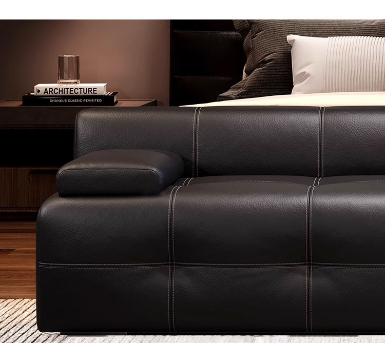 Modern Lawrence Sofa in Cat Scratch Leather for Cozy Minimalist Living
