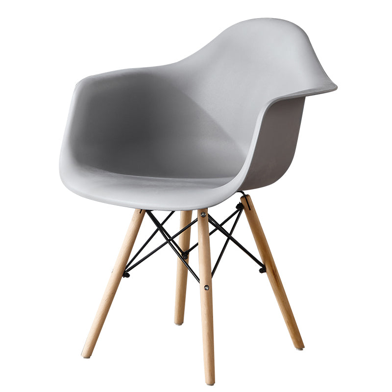 Minimalist Plastic and Wood Armchair for Dining, Study, or Workspace
