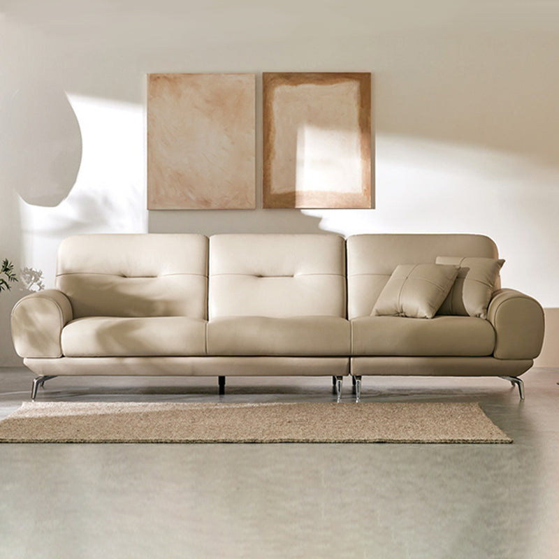 Italian Modern 3-Seater Leather Couch for Small Space Home Decor