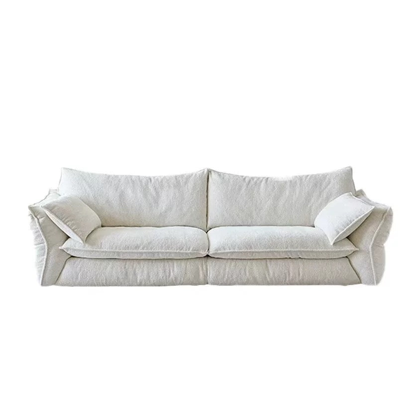 Designer French Cream Sofa with Feather Cushions for Cozy Living Room