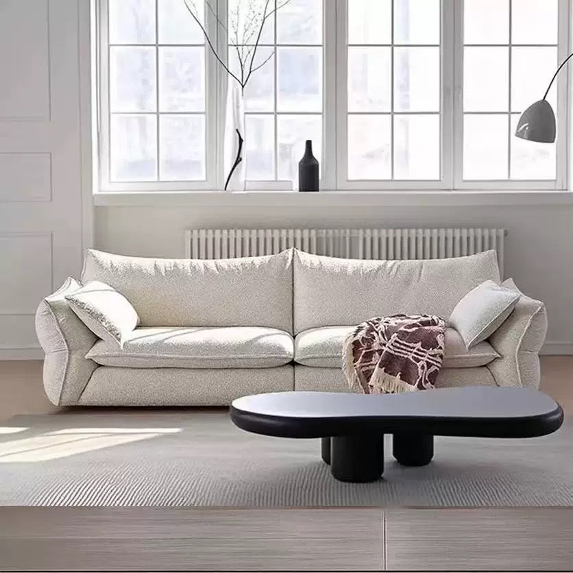 Designer French Cream Sofa with Feather Cushions for Cozy Living Room